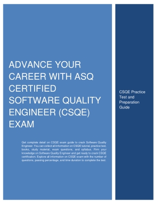 Advance Your Career with ASQ Certified Software Quality Engineer (CSQE) Exam