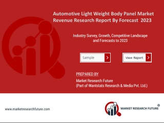 Automotive Light Weight Body Panel Market Revenue, Size, Share, Growth, Analysis Forecast to 2023