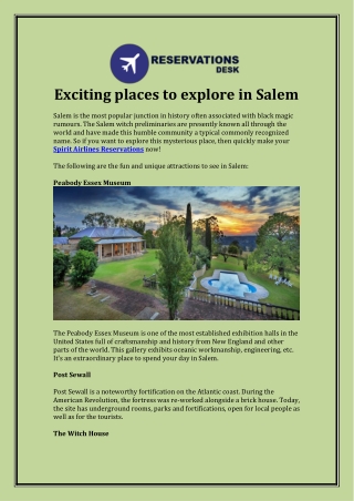 Exciting places to explore in Salem