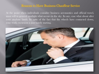 Reasons to have business chauffeur service