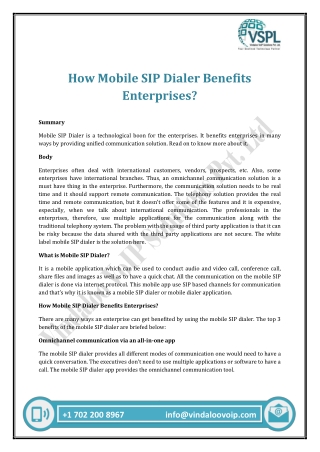 How Mobile SIP Dialer Benefits Enterprises?