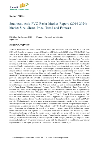 PVC Resin Market Report 2014-2024