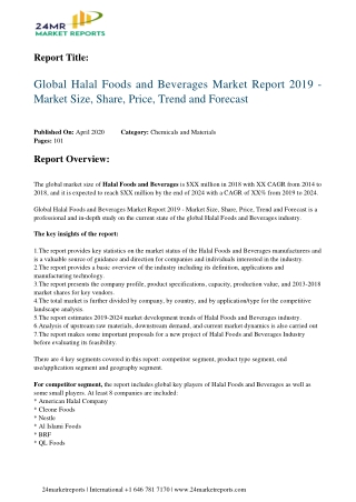 Halal Foods and Beverages Market Report 2019