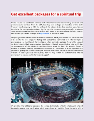 Get excellent packages for a spiritual trip from Amana Travels