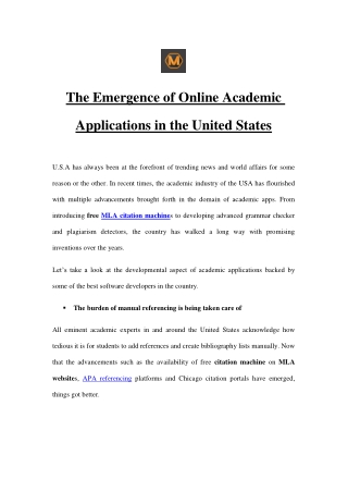 The Emergence of Online Academic Applications in the United States