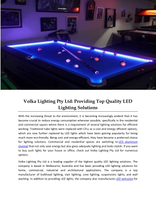 Volka Lighting Pty Ltd: Providing Top Quality LED Lighting Solutions