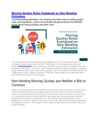 Moving Quotes Rules Explained on Non-Binding Estimates