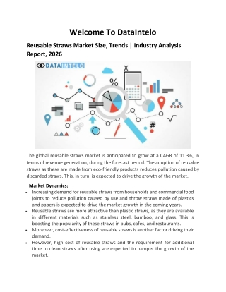 Reusable Straws Market Size, Trends | Industry Analysis Report, 2026