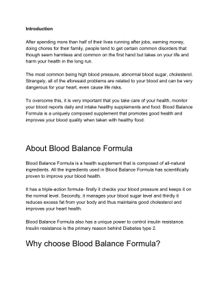 Blood Balance Formula Review