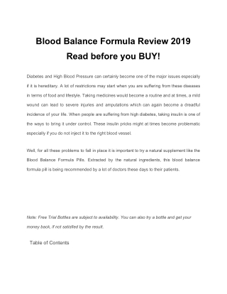 Blood Balance Formula