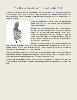 The Useful Functions Of Industrial Gas Grill