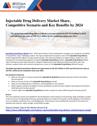 Injectable Drug Delivery Market Share, Competitive Scenario and Key Benefits by 2024