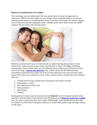 Mattress Considerations For Couples