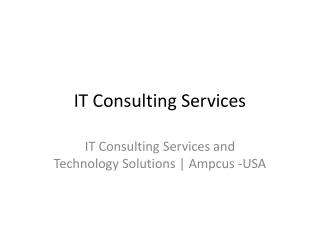 IT Consulting Services and Technology Solutions | Ampcus -USA