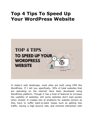 Top 4 Tips To Speed Up Your WordPress Website