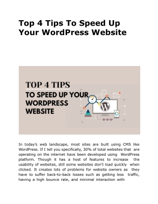 Top 4 Tips To Speed Up Your WordPress Website