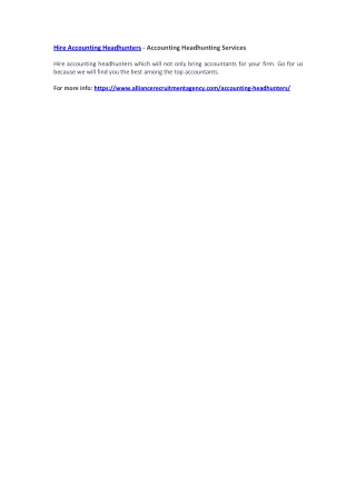 Hire Accounting Headhunters - Accounting Headhunting Services
