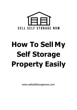 Know The Reasons Why People Opt On How To Sell My Self Storage