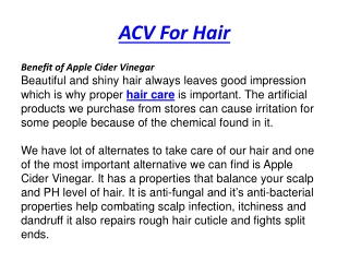 ACV for Hair - VLCC Institute