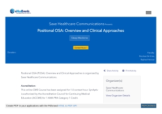 Positional OSA: Overview and Clinical Approaches, Online CME