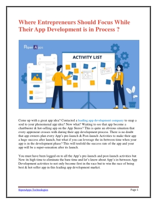 Where Entrepreneurs Should Focus While Their App Development is in Process ?