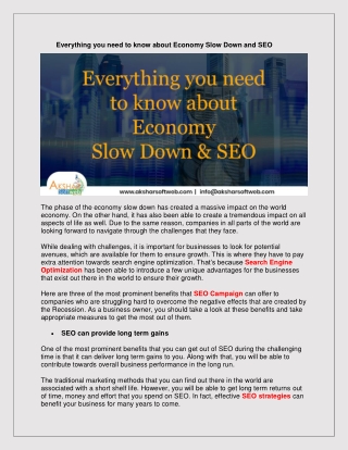 Everything you need to know about Economy Slow Down and SEO