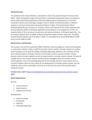 Aromatic Solvents Market | Industry Trends Growth Report 2020-2025