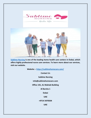 Elderly Care Dubai - Sublime Nursing