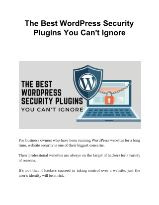 The Best WordPress Security Plugins You Can't Ignore