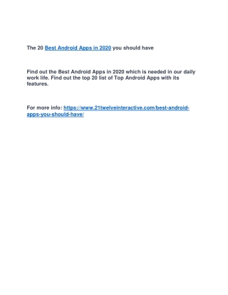 The 20 Best Android Apps in 2020 you should have