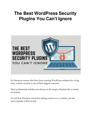 The Best WordPress Security Plugins You Can't Ignore