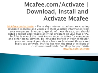 Mcafee.com/Activate | Download, Install & Activate Mcafee