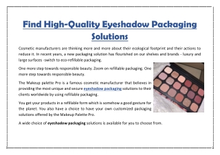 Find High-Quality Eyeshadow Packaging Solutions
