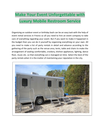 Make Your Event Unforgettable with Luxury Mobile Restroom Service