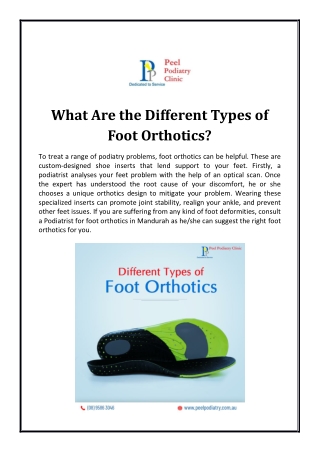 What Are the Different Types of Foot Orthotics?