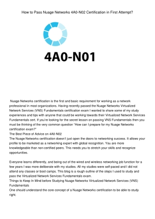 Nuage Networks 4A0-N02