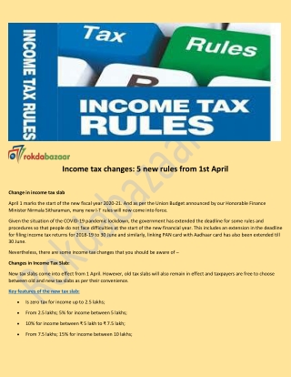 Income tax changes: 5 new rules from 1st April