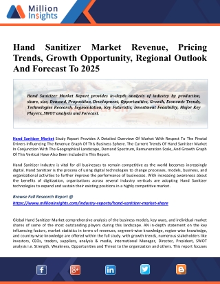 Hand Sanitizer Market Size Estimation, Industry Share, Business Analysis