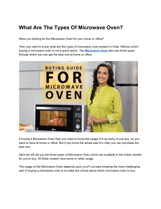 What Are The Types Of Microwave Oven?