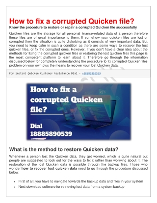 How to fix a corrupted Quicken file?