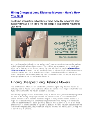 Hiring Cheapest Long Distance Movers – Here’s How You Do It