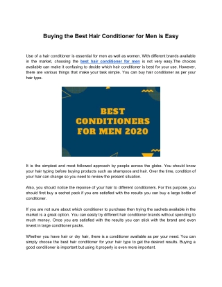 Buying the Best Hair Conditioner for Men is Easy