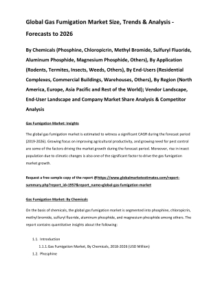 Global Gas Fumigation Market Size, Trends & Analysis - Forecasts to 2026