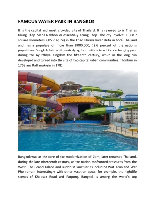 Famous Water Parks in Bangkok