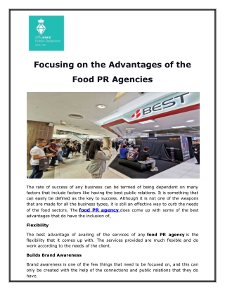 Focusing on the Advantages of the Food PR Agencies