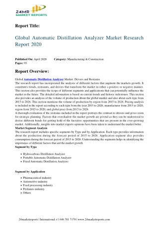 Automatic Distillation Analyzer Market Research Report 2020