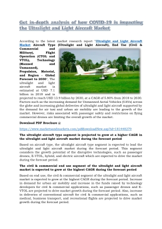 Get in-depth analysis of how COVID-19 is impacting the Ultralight and Light Aircraft Market