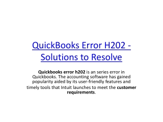 Why do I get error H202 when trying to open quickbooks