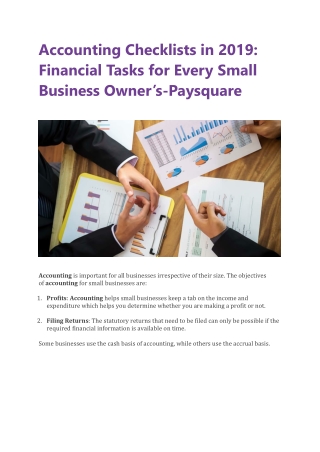 Accounting Checklists in 2019: Financial Tasks for Every Small Business Owner’s-Paysquare