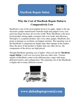 Why the Cost of MacBook Repair Dubai is Comparatively Low